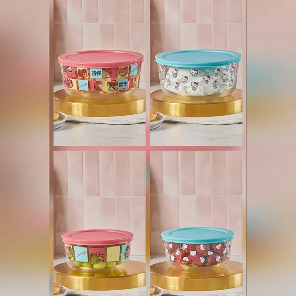 Hello Kitty Pyrex 8-Piece Storage Set - Picture 3 of 9